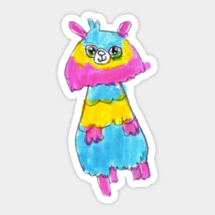 Llama | Kids Fashion | Kids Drawing | Pink, Blue, Yellow | Fun Sticker